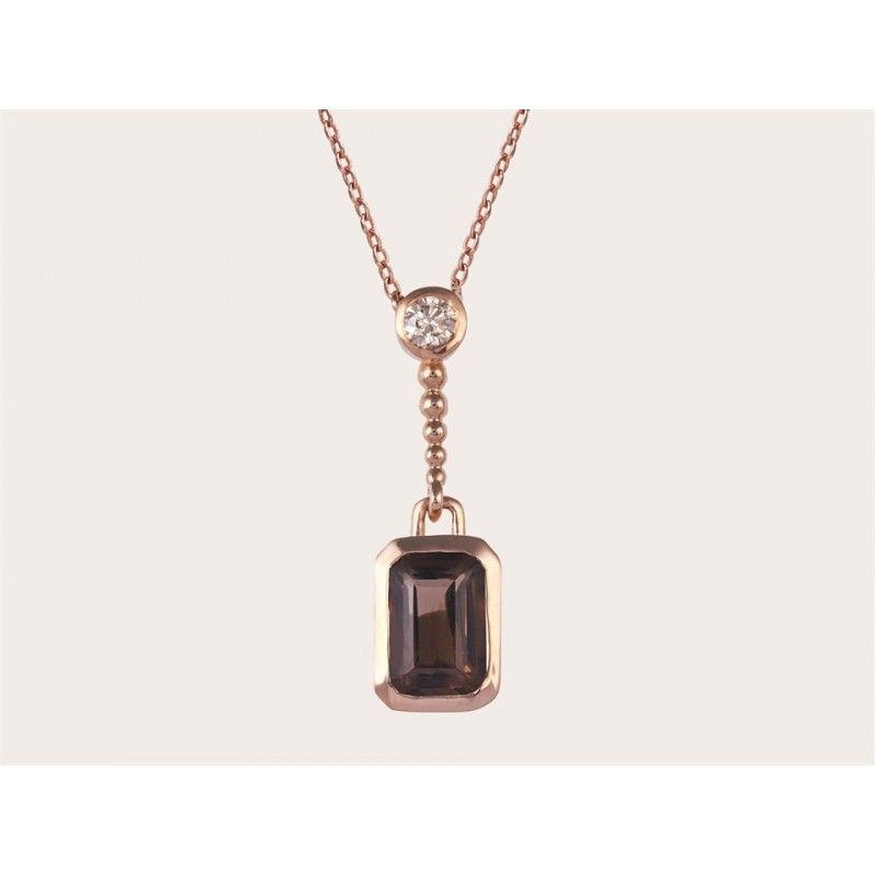 ALTIN MARKİZ SMOKY QUARTZ PIRLANTA KOLYE