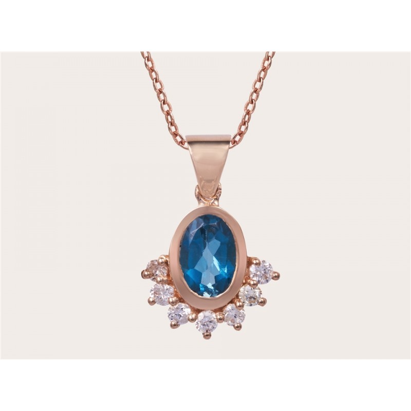 ALTIN LONDON BLUE TOPAZ PIRLANTA KOLYE